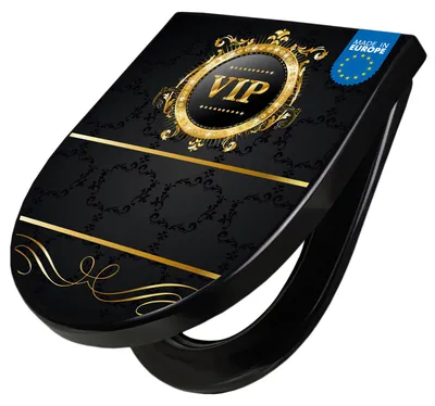 Produktbild von WC Sitz D-Form Schwarz mit Absenkautomatik Motiv VIP [TDSCH3 10216]
