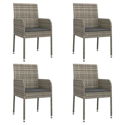 Immagine prodotto di vidaXL Sedie da giardino con cuscini 4 pz. Poli Rattan Grigio