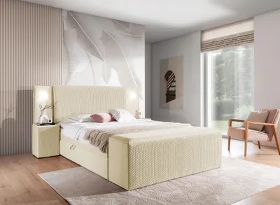 Produktbild von Boxspringbett Bett MARTEN 140x200cm in Stoff Magic Velvet Creme Set.4