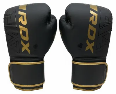 Produktbild von RDX Kara F6 Boxhandschuhe 14 oz Schwarz Gold Kunstleder Muay Thai MMA Sparring