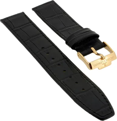 Produktbild von Jacques Lemans | Uhrenarmband 22mm Krokoprägung Leder schwarz | 1-1540