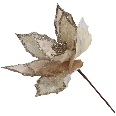 Produktbild von Kunstblume Weihnachtsstern in Samtoptik - Champagner - 35 cm