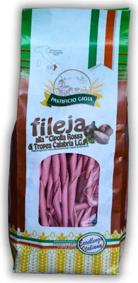 Image de Pastificio Gioia, Pâtes artisanales semoule de blé dur, Spécialités italiennes Alimentation Delicatessen - Spécialité de Calabre - Fileja aux oignons de Tropea - 500g