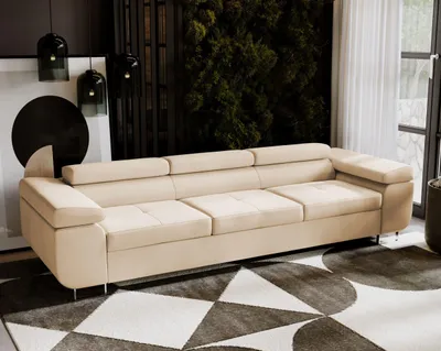 Produktbild von 3-Sitzer VENUS Schlafsofa, Ausziehsofa mit Bettkasten, verstellbare Kopfstützen
