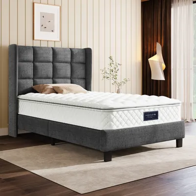 Produktbild von okwish Federkernmatratze, 7 Zonen Kaltschaum Matratze, Taschenfederker, 140x200cm, versteppter Mikrofaserbezug-Topping, Härtegrad H3, 25cm Höhe