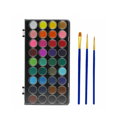 Produktbild von Artecho Aquarellfarben Wasserfarben Künstler Set, 36 leuchtende Farben mit 3 Pinseln, kompakt und tragbar – ideal für Anfänger, Hobbymaler & Profis