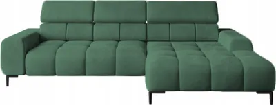 Image de DomoHome Canapé d'angle rembourré en L Côté droit | 177x270 cm | Canapé d'angle avec fonction sommeil Canapé-lit Petite 3 places Appuie-têtes réglables Assise réglable | Vert
