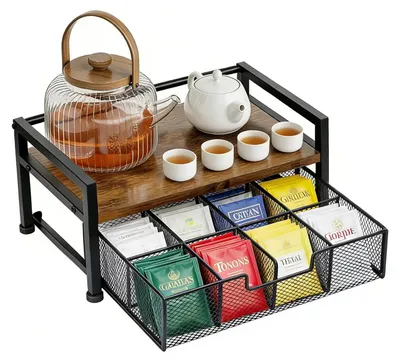 Imagen del producto de Omgoods - Organizador de bolsitas de té de madera con 8 compartimentos