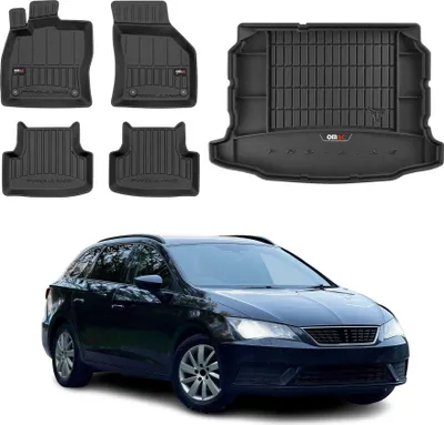 Immagine prodotto di Set di tappetini e fodere per bagagliaio OMAC per Seat Leon 2012-2020 in gomma nera 5x