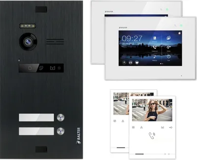 Produktbild von BALTER EVO Schwarz 2-Draht BUS 4.3" Quick LCD + 7" LCD Video Türsprechanlage Set für 2 Familienhaus