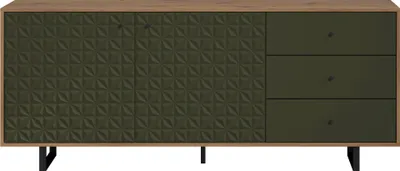 Produktbild von trendteam Sentra Sideboard Dunkelgrün/Eiche, B/H/T ca. 183/75/40 cm