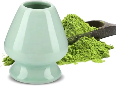 Keramischer Halter für Matcha, Bambusbesen und Zubehör zur Zubereitung von Matcha-Tee