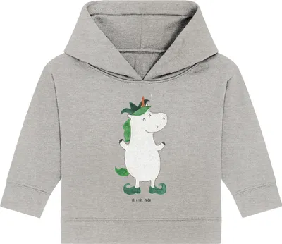 Produktbild von Mr. & Mrs. Panda Organic Baby Hoodie Einhorn Joker 12. - 18. Monat - Heather Grey - Geschenk, Einhörner, Kapuzenshirt, Hofnarr, Unicorn, Kapuzensweatshirt, Mittelalter