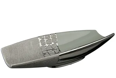 Image de Gilde Schale, "Lagos", Keramik, grau, silberfarben, VE 2, L. 11 cm, B. 35 cm, H. 4.5 cm 47355 4063387473559
