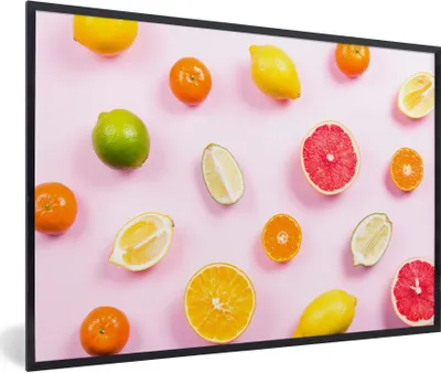 Produktbild von MuchoWow® Gerahmtes Poster Zitrone - Limette - Zitrusfrüchte 60x40 cm - Poster mit Schwarzem Bilderrahmen Wandposter Rahmen Foto Bilder - Printing - Wanddeko Schlafzimmer