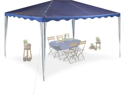 Immagine prodotto di Gazebo Relaxdays, A x L x P: 2,5 x 3 x 4 m, PE, acciaio, impermeabile, resistente agli strappi, sistema a incastro, gazebo da giardino, blu scuro/bianco
