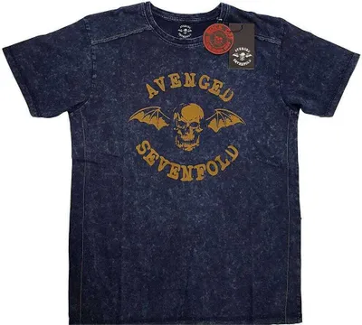 Obrázok produktu pre Avenged Sevenfold Logo (Wash Collection) Navy Blue L Tričko