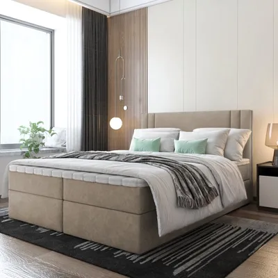 Produktbild von Bett, Boxspringbett RALI mit Bonell-Matratze und T25 Topper, 2 Bettkästen, Doppelbett, Stauraum 160x200 cm (Beige - Itaka 48)