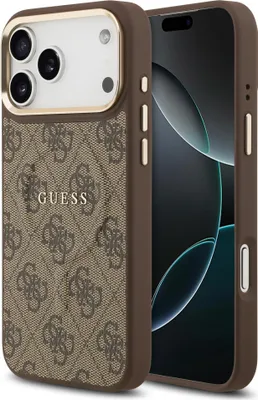 A close-up shot of a phone case with a patterned design and the brand logo.