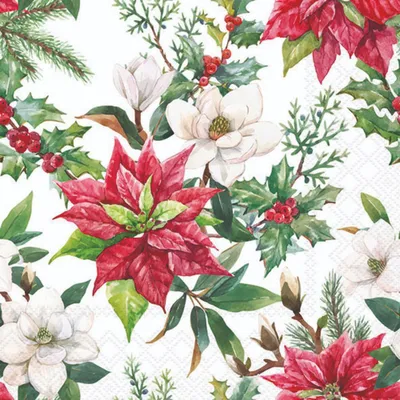 Produktbild von Weihnachten Servietten 33x33 cm 3-lagig 20 Servietten Christmas florals