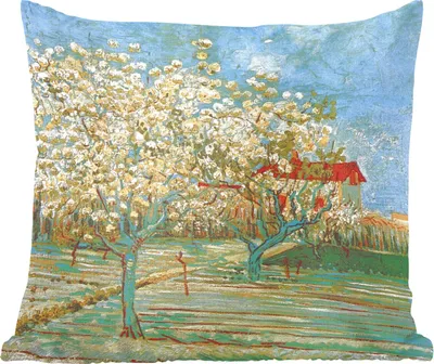 Produktbild von MuchoWow® Zierkissen Sofakissen Wohnzimmer Dekokissen 50x50 cm Blühender Obstgarten - Vincent van Gogh - Komfort - Sofakissen