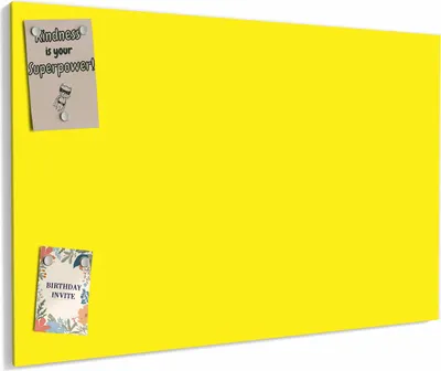 Produktbild von Magnettafel 90 x 60 cm „Sonnengelb“ – Magnetwand aus Metall, beschreibbar mit Whiteboard-Marker – Memoboard für Küche & Büro