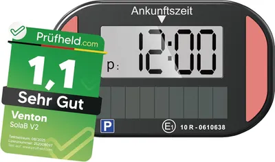 Produktbild von VENTON [Test , Note 1.1] Elektronische Solar Parkscheibe schwarz mit Zulassung