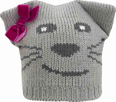 Immagine prodotto di Cappello da bambina Döll grigio con motivo a gatto e fiocco