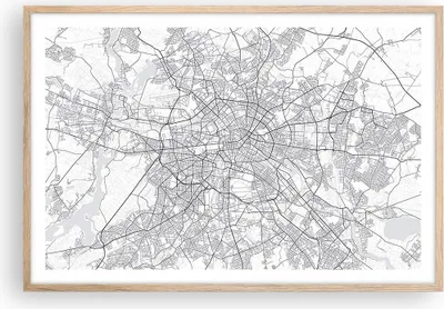 Produktbild von Gerahmtes Poster - Rahmen in heller Eiche - Stadt Karte Berlin - 91,5x61 cm - Wand Bild - Wanddeko - Wandbilder - Kunstposter - Wandposter - Bilderrahmen - Bilder - Kunstdruck - P2NAA91x61-4681