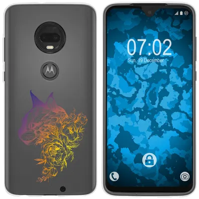 Produktbild von PhoneNatic Case kompatibel mit Motorola Moto G7 Silikon-Hülle Floral Katze M2-3