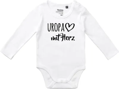 Produktbild von Huuraa Baby Body Uropa mit Herz 68 White  Baumwolle Fairtrade Langarmbody Geschenkidee