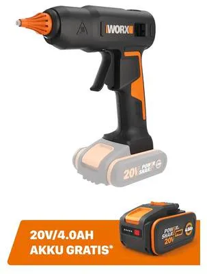 Immagine prodotto di Pistola per colla a caldo a batteria WORX WX045.9, senza batteria né caricabatterie