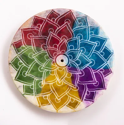 Immagine prodotto di Portaincenso - mandala arcobaleno in pietra ollare