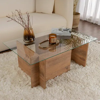 Produktbild von Dmora Couchtisch Illasi 105x65x40h cm Braun mit Zeitschriftenfach