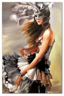 Productafbeelding van Maskerade, handgemaakt, olieverfschilderij, schilderij, canvas, olieverf, afbeelding, G118945