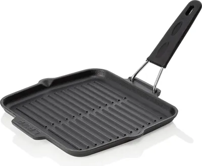 Image de LAVA Poêle à griller et à servir en fonte émaillée Poignée amovible 21 x 21 x 2 cm