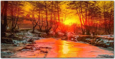 Produktbild von Coloray Bild aus Acryl 100 cm x 50 cm - Gehärtetes Acryl Acrylblock mit Bild Wohnzimmer Küche Dekoration Wanddekoration - Schnee Natur Wald Fluss