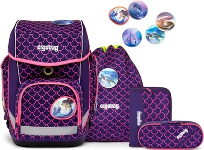 Produktbild von ergobag Schulranzen Lumi-Edition Cubo-Set 5-teilig PerlentauchBär violett