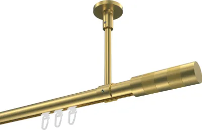 Produktbild von Interdeco Innenlaufstange / Gardinenstange mit Innenlauf Messing-Optik, Typ Sonette Mavell (Zylinder Bicolor) Deckenmontage, 20 mm Ø 1-läufig, 160 cm