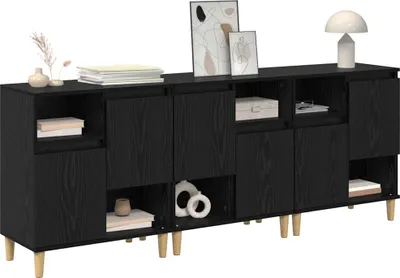 Obrázok produktu pre vidaXL Príborníky 3 ks Čierny dubový vzhľad 60 x 35 x 70 cm