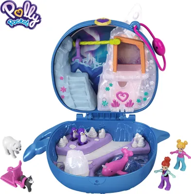 Produktbild von Polly Pocket Narwal-Eisspaß Schatulle, 2 kleine Puppen und Zubehör