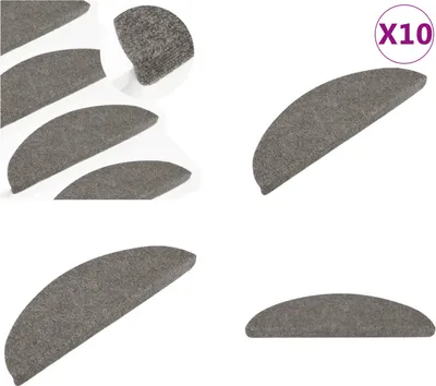 Produktbild von vidaXL Stufenmatten Selbstklebend 10 Stk. Grau 65x22,5x3,5 cm - Treppenmatte - Treppenmatten - Treppenteppich - Treppendekoration