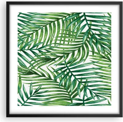 Produktbild von Gerahmtes Poster - Schwarzer Rahmen - Palme Blatt grün - 50x50 cm - Wand Bild - Wanddeko - Wandbilder - Kunstposter - Wandposter - Bilderrahmen - Bilder - Kunstdruck - Wandbild - P2BAC50x50-3777