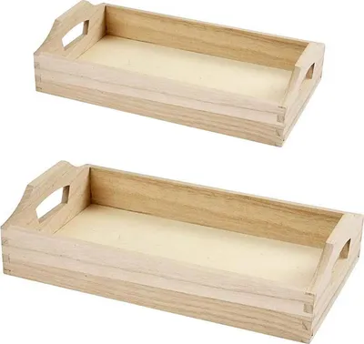 Obrázok produktu pre 2 drevené podnosy na zdobenie 30 x 17 x 5 cm