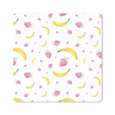 Produktbild von MuchoWow® Mauspad Mousepad Banane - Erdbeere - Weiß - Design 30x30 cm - Mousepads - Maus Mat - Pad - Mausunterlage - Gaming