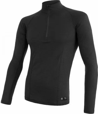 Obrázok produktu pre Tričko Sensor Merino DF Zip – pánske s dlhým rukávom čierne veľkosť S 15100023-00