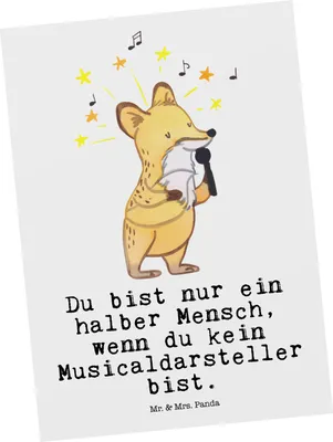 Produktbild von Mr. & Mrs. Panda Grußkarte Musicaldarsteller Herz - Weiß - Geschenk, Postkarten, bildkarte, Postkarte, Ansichtskarte, Kunstkarten