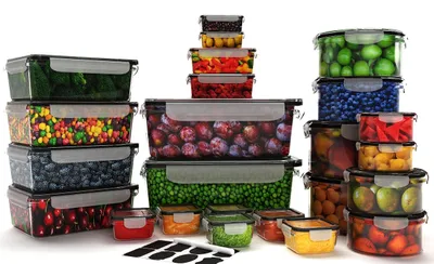 36-teiliges luftdichtes Vorratsset, Kunststoff, auslaufsicher, BPA-frei