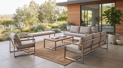 Produktbild von Gartenmöbel Set Sofa Sessel Couchtisch Beige Terrasse Lounge