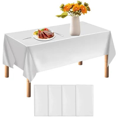 Wegwerptafelkleden, 4 Stück, Weiß, 137 x 274 cm, rechteckig